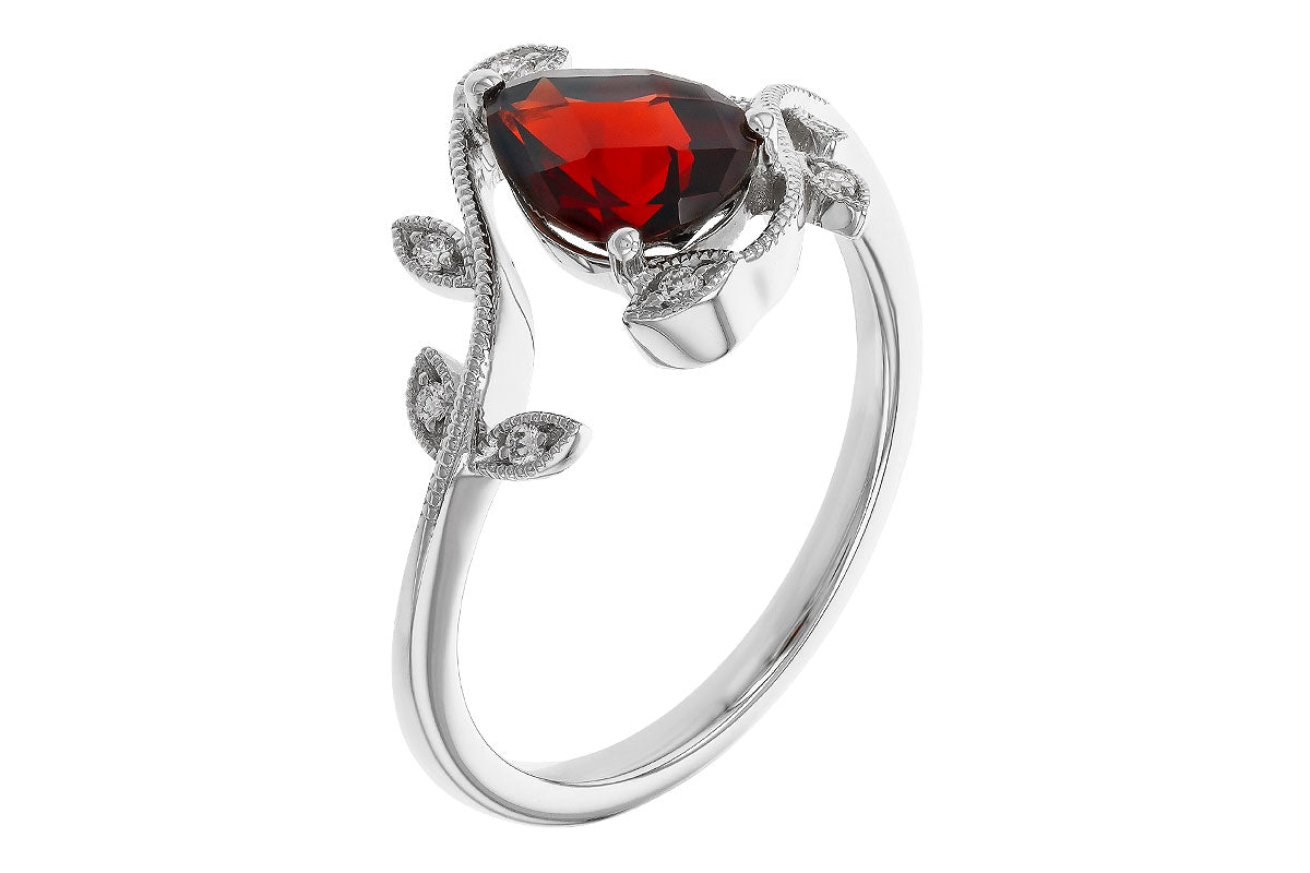 Allison Kaufman Garnet & Diamond Ring in 14K White Gold, 1.40 ctw, alternate view