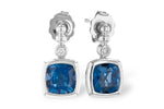 Allison Kaufman London Blue Topaz & Diamond Earrings in 14K White Gold, 1.82 ctw