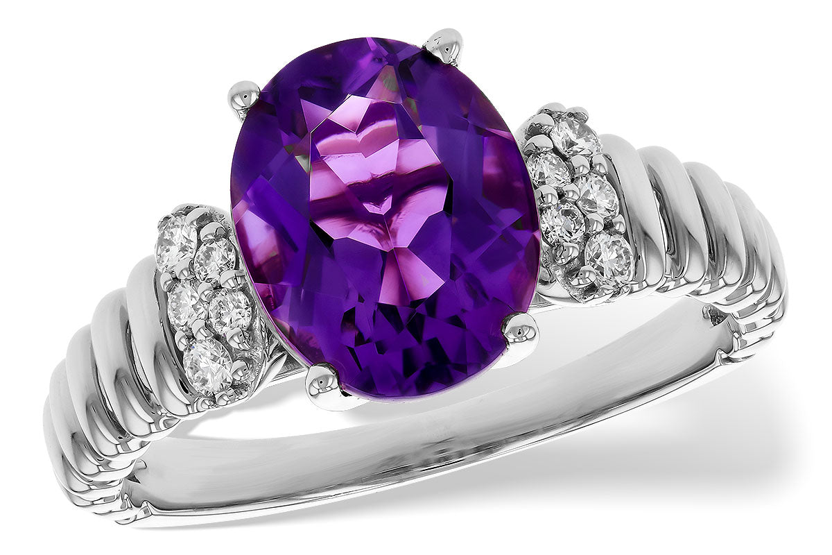 Allison Kaufman Amethyst & Diamond Ring in 14K White Gold, 2.26 ctw