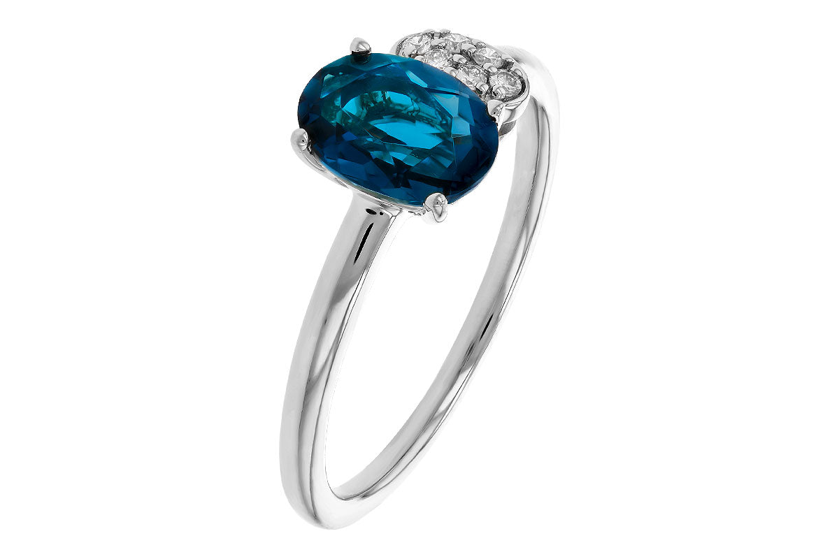 Allison Kaufman London Blue Topaz & Diamond Ring in 14K White Gold, 1.30 ctw, alternate view