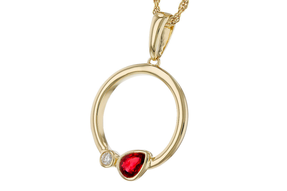 Allison Kaufman Ruby & Diamond Necklace in 14K Yellow Gold, 0.26 ctw (N8582), alternate view