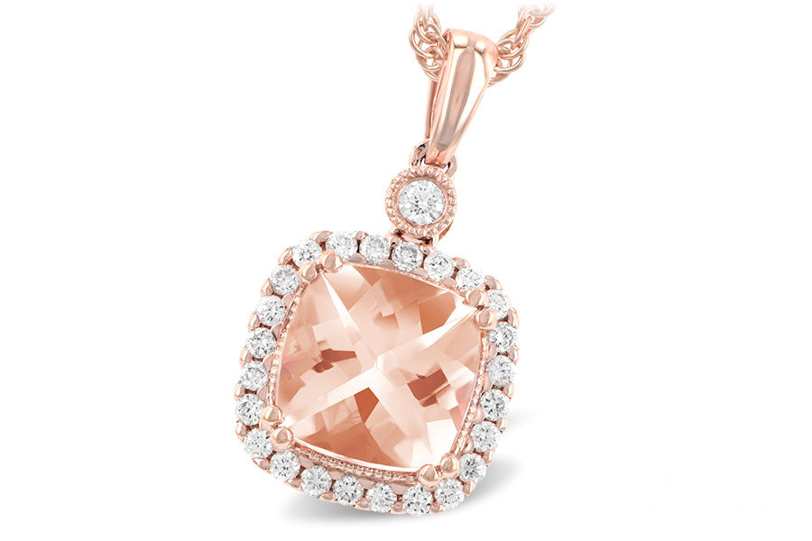 Allison Kaufman Morganite & Diamond Necklace in 14K Rose Gold, 1.26 ctw