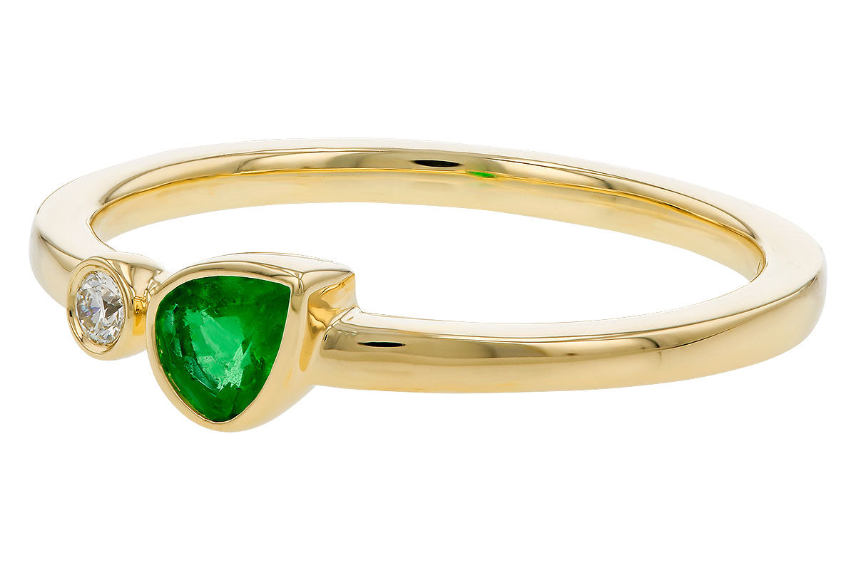 Allison Kaufman Emerald & Diamond Ring in 14K Yellow Gold, 0.22 ctw, alternate view