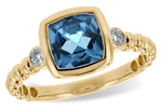 Allison Kaufman Blue Topaz & Diamond Ring in 14K Yellow Gold, 1.65 ctw (D5654)