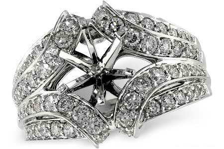 Allison Kaufman Diamond Engagement Ring Semi-Mount in 14K White Gold, 1.48 ctw (L7266)