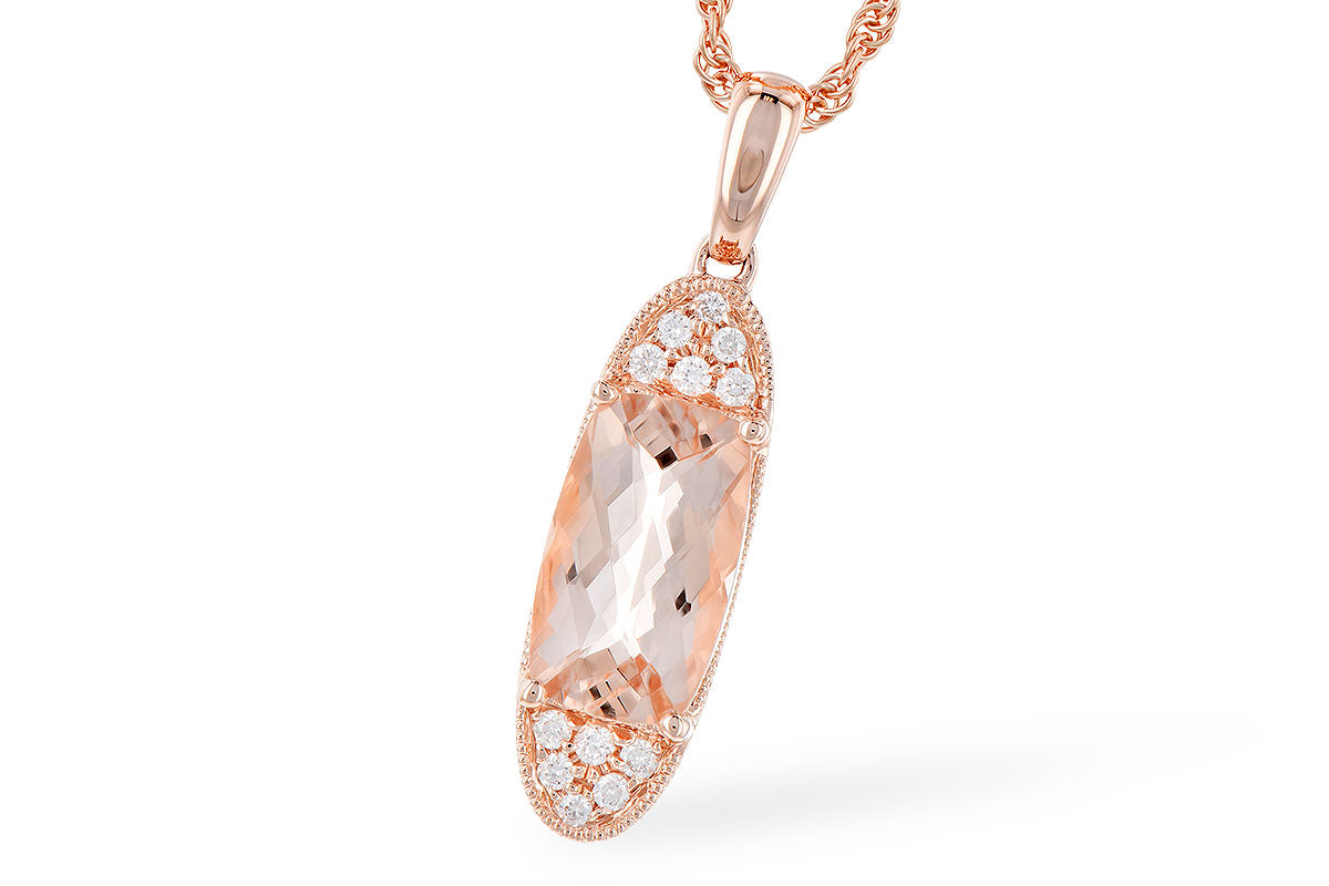 Allison Kaufman Morganite & Diamond Necklace in 14K Rose Gold, 1.65 ctw