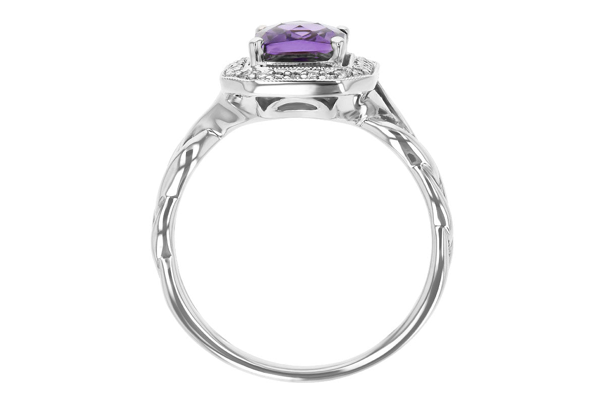 Allison Kaufman Amethyst & Diamond Ring in 14K White Gold, 1.53 ctw, alternate view