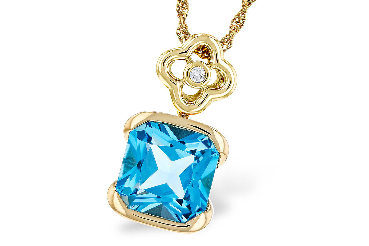 Allison Kaufman Blue Topaz & Diamond Necklace in 14K Yellow Gold, 3.52 ctw