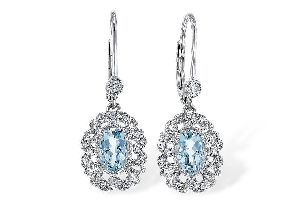 Allison Kaufman Aquamarine & Diamond Earrings in 14K White Gold, 0.92 ctw