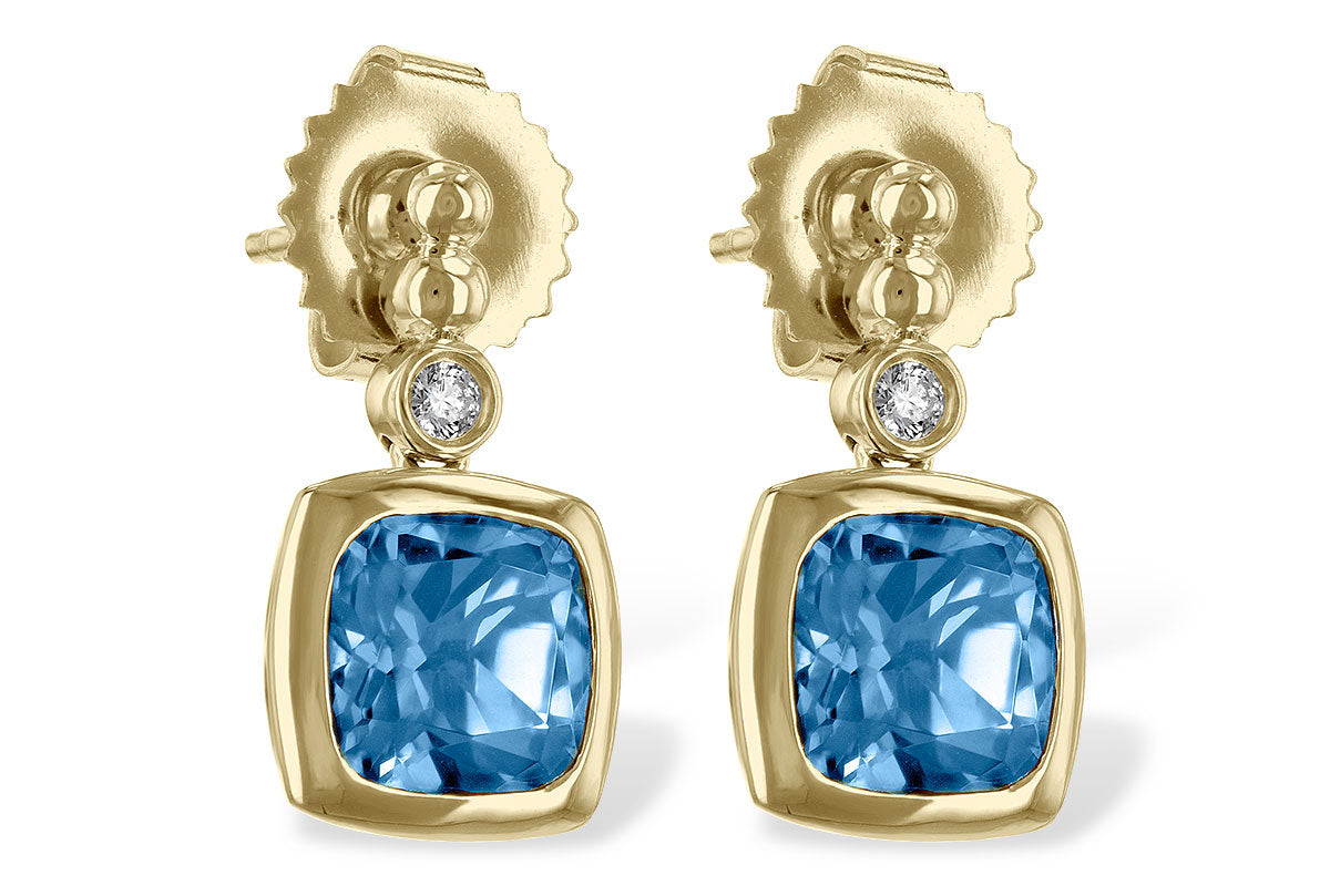 Allison Kaufman Blue Topaz & Diamond Earrings in 14K Yellow Gold, 1.80 ctw