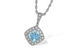 Allison Kaufman Aquamarine & Diamond Necklace in 14K White Gold, 0.93 ctw