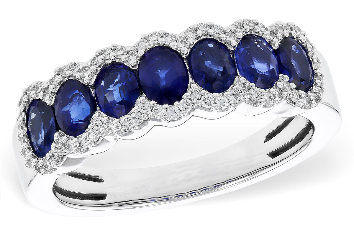 Allison Kaufman Sapphire & Diamond Wedding Band in 14K White Gold, 1.65 ctw