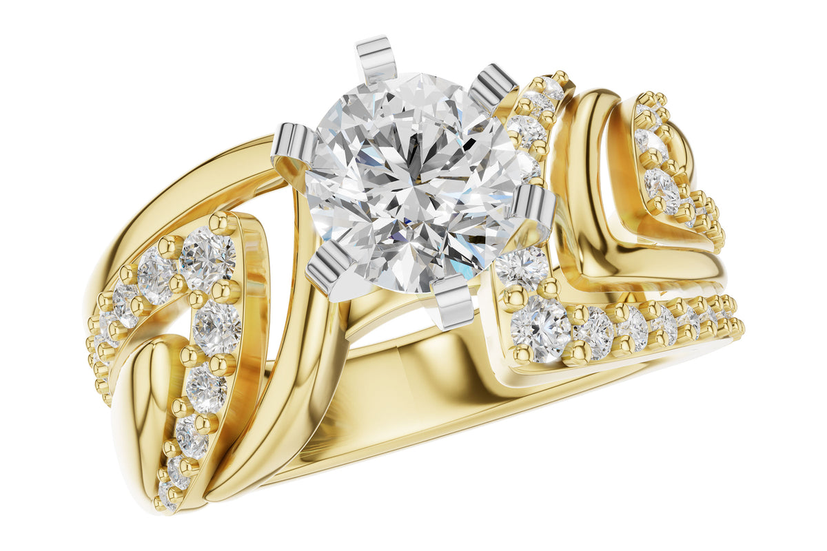 Allison Kaufman Diamond Engagement Ring Semi-Mount in 14K Yellow Gold, 0.45 ctw