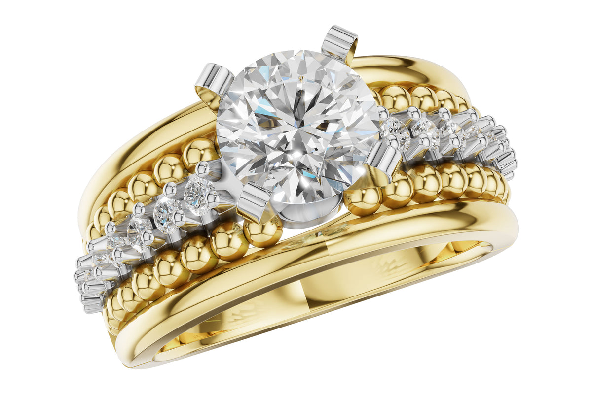 Allison Kaufman Diamond Engagement Ring Semi-Mount in 14K Yellow & White Gold, 0.33 ctw