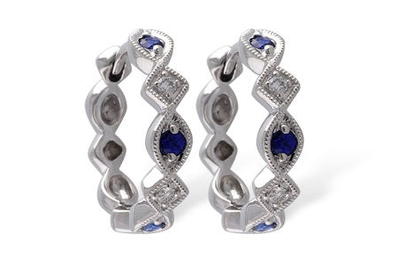 Allison Kaufman Sapphire & Diamond Earrings in 14K White Gold, 0.25 ctw