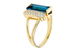 Allison Kaufman London Blue Topaz & Diamond Ring in 14K Yellow Gold, 2.92 ctw, alternate view
