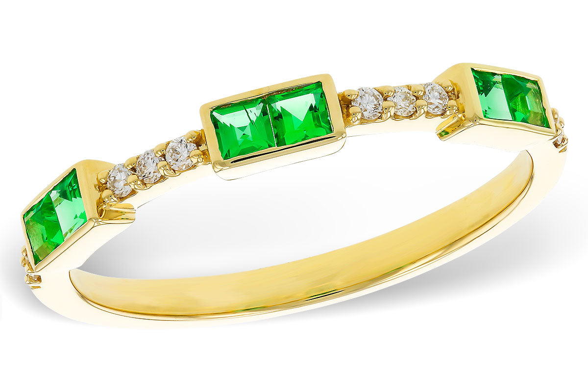 Allison Kaufman Emerald & Diamond Wedding Band in 14K Yellow Gold, 0.30 ctw