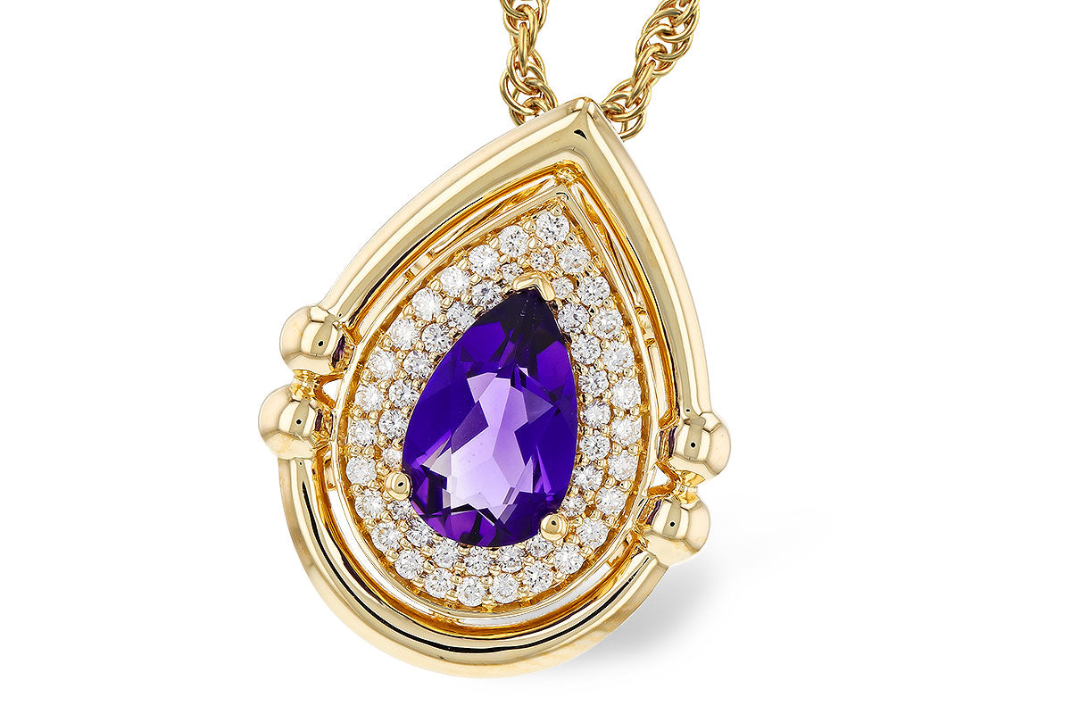 Allison Kaufman Amethyst & Diamond Necklace in 14K Yellow Gold, 0.86 ctw