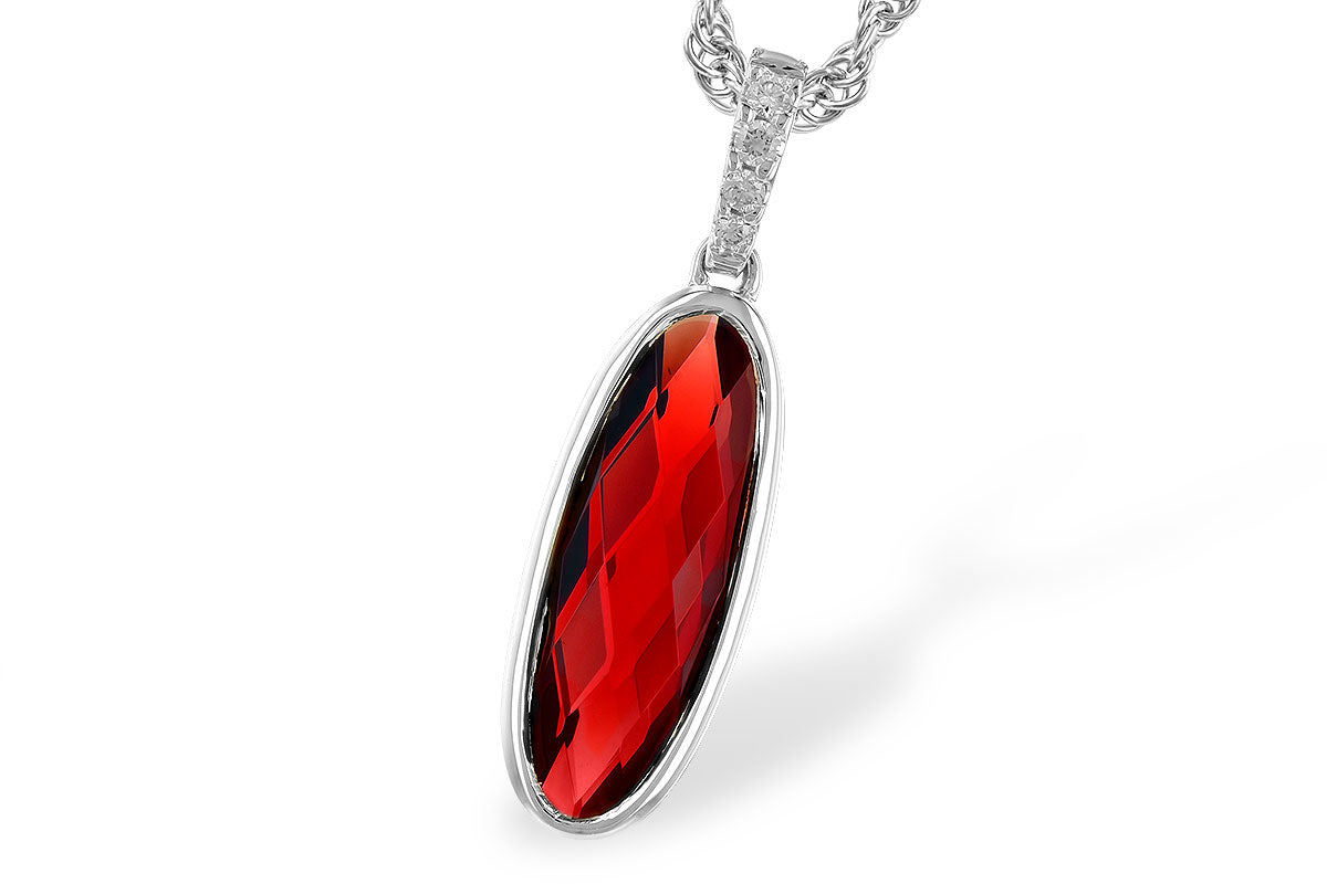 Allison Kaufman Garnet & Diamond Necklace in 14K White Gold, 2.05 ctw (N8330)