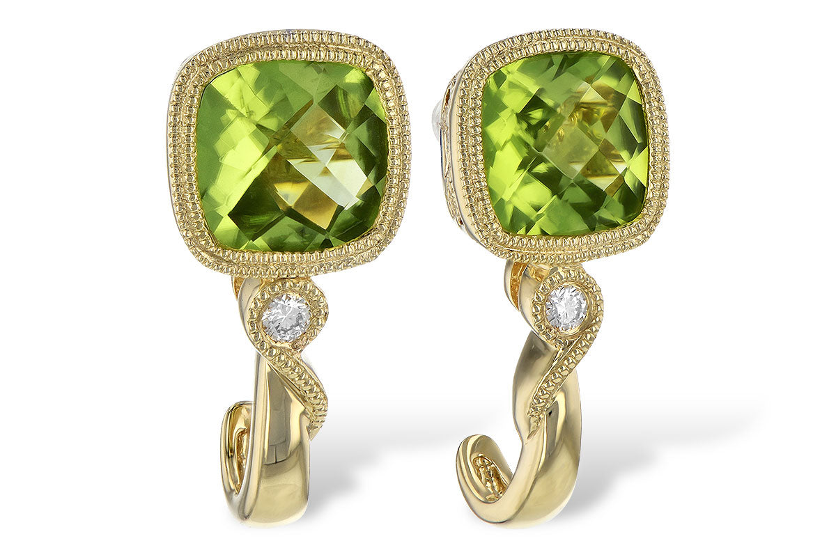 Allison Kaufman Peridot & Diamond Earrings in 14K Yellow Gold, 2.05 ctw