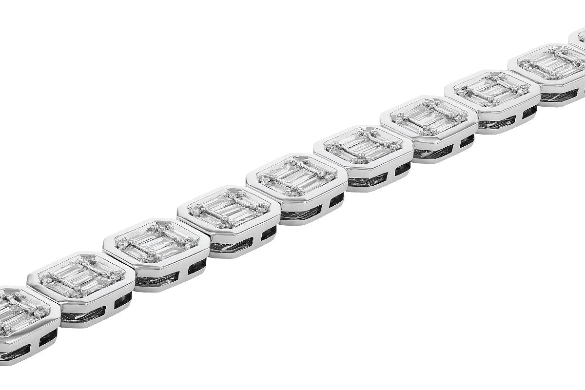 Allison Kaufman Baguette Diamond Bracelet in 14K White Gold, 2.80 ctw, alternate view