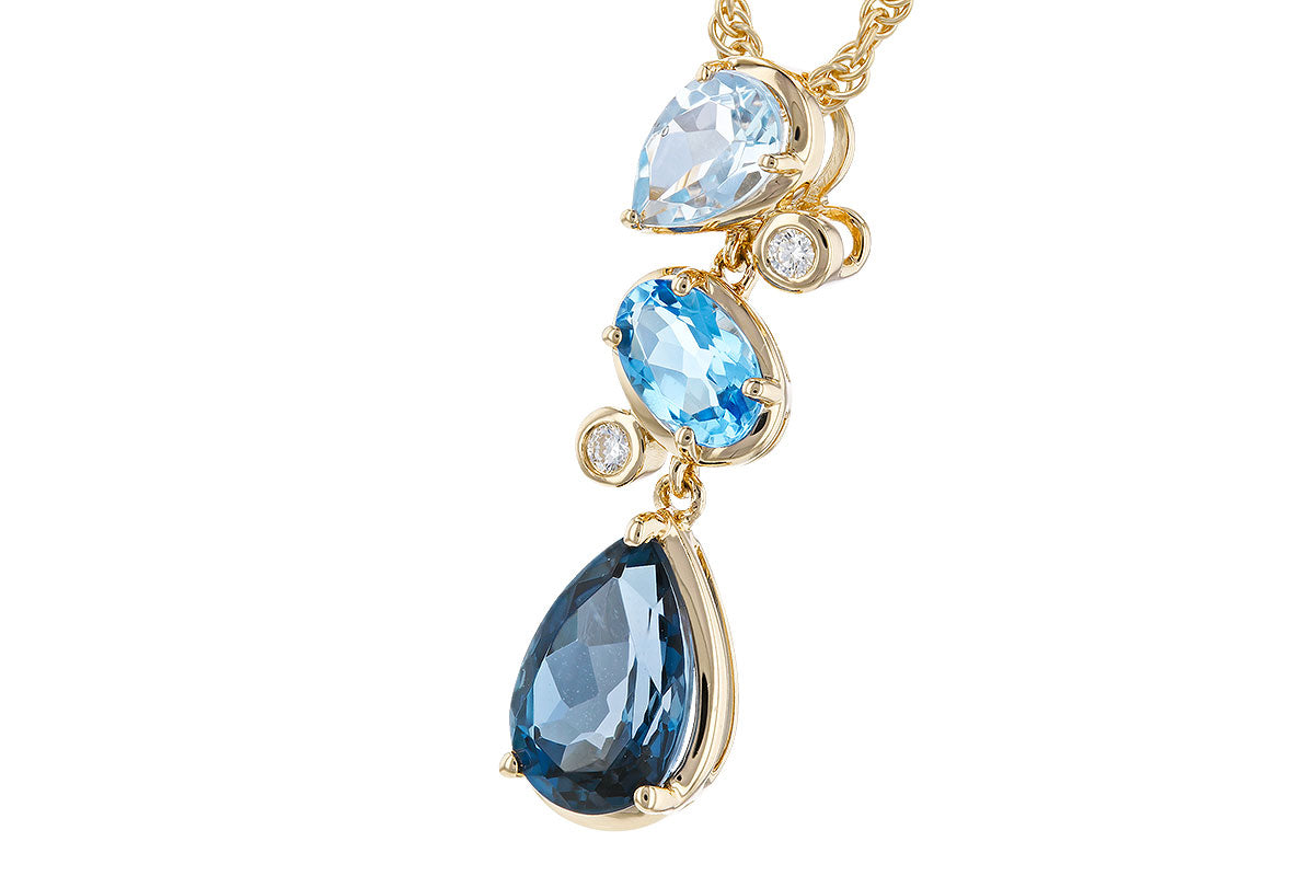 Allison Kaufman Blue Topaz & Diamond Necklace in 14K Yellow Gold, 2.02 ctw, alternate view