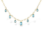 Allison Kaufman Blue Topaz Necklace in 14K Yellow Gold, 4.10 ctw