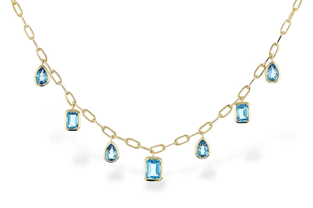 Allison Kaufman Blue Topaz Necklace in 14K Yellow Gold, 4.10 ctw