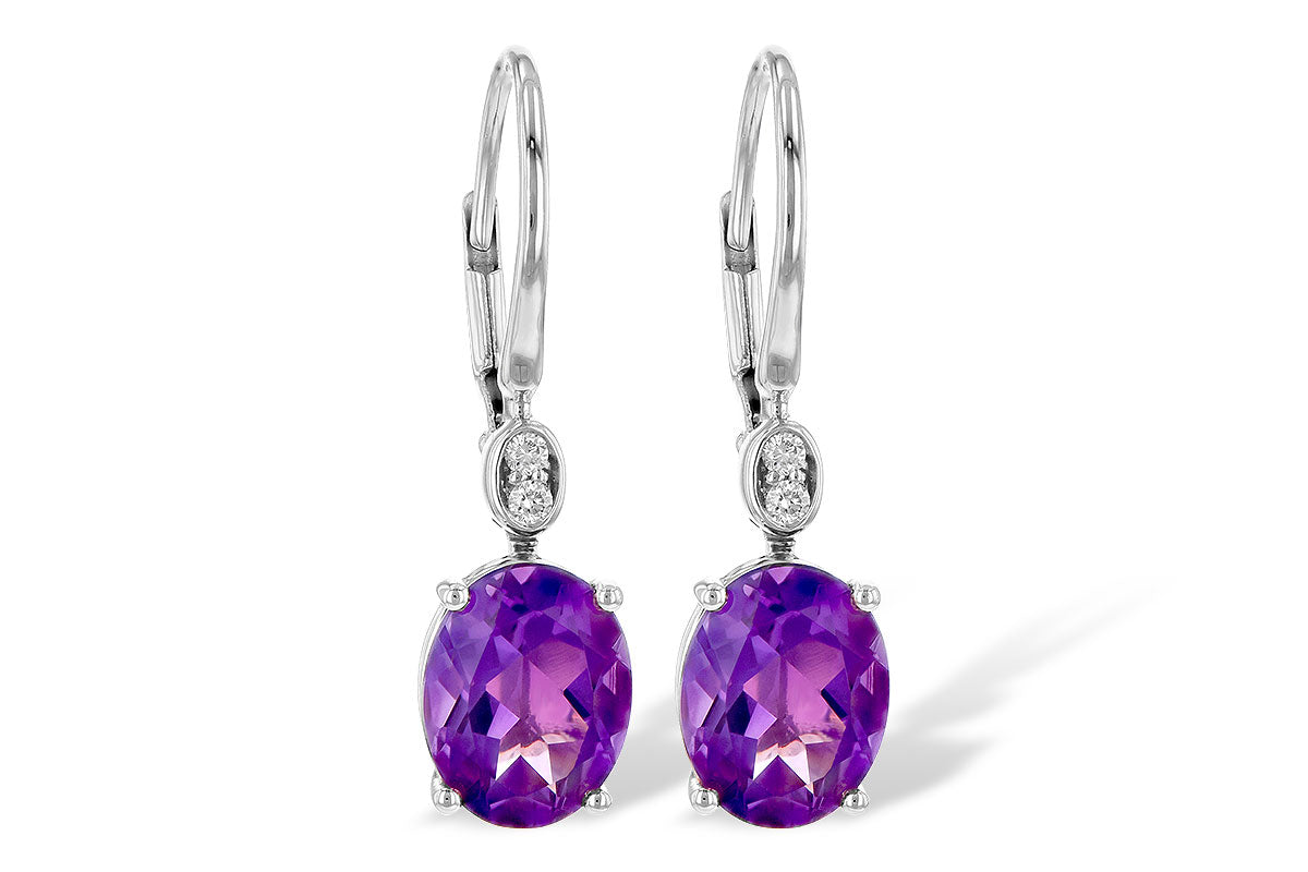 Allison Kaufman Amethyst & Diamond Earrings in 14K White Gold, 2.90 ctw