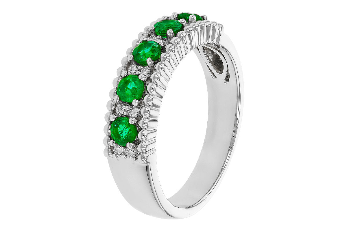 Allison Kaufman Emerald & Diamond Wedding Band in 14K White Gold, 0.60 ctw, alternate view