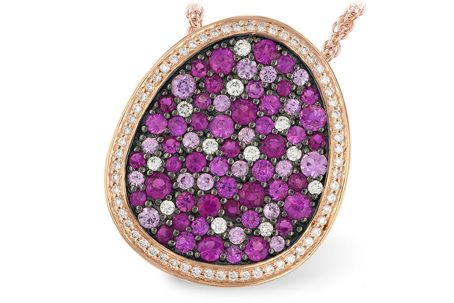 Allison Kaufman Pink Sapphire & Diamond Necklace in 14K Rose Gold, 2.50 ctw