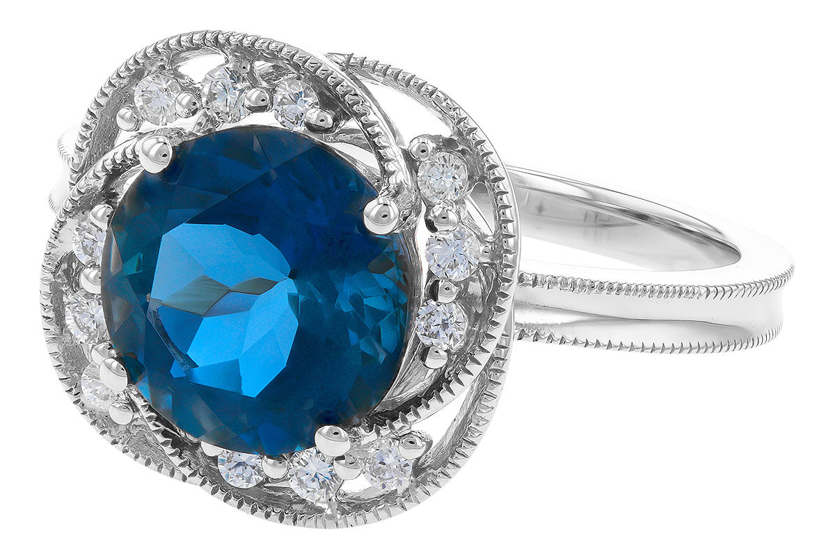 Allison Kaufman London Blue Topaz & Diamond Ring in 14K White Gold, 3.05 ctw, alternate view