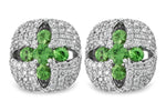 Allison Kaufman Green Garnet & Diamond Earrings in 14K White Gold, 1.15 ctw