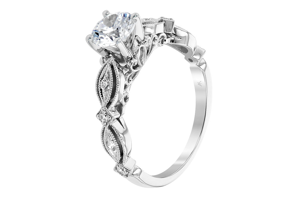 Allison Kaufman Diamond Engagement Ring Semi-Mount in 14K White Gold, 0.12 ctw (L7727), alternate view