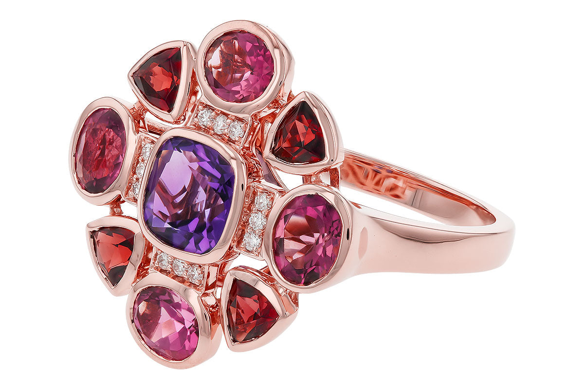 Allison Kaufman Multi-Gemstone & Diamond Ring in 14K Rose Gold, 2.82 ctw, alternate view