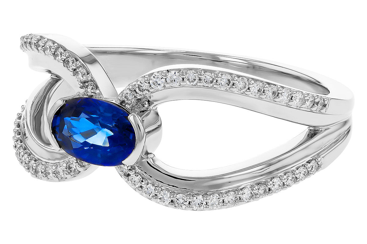 Allison Kaufman Sapphire & Diamond Ring in 14K White Gold, 0.75 ctw, alternate view