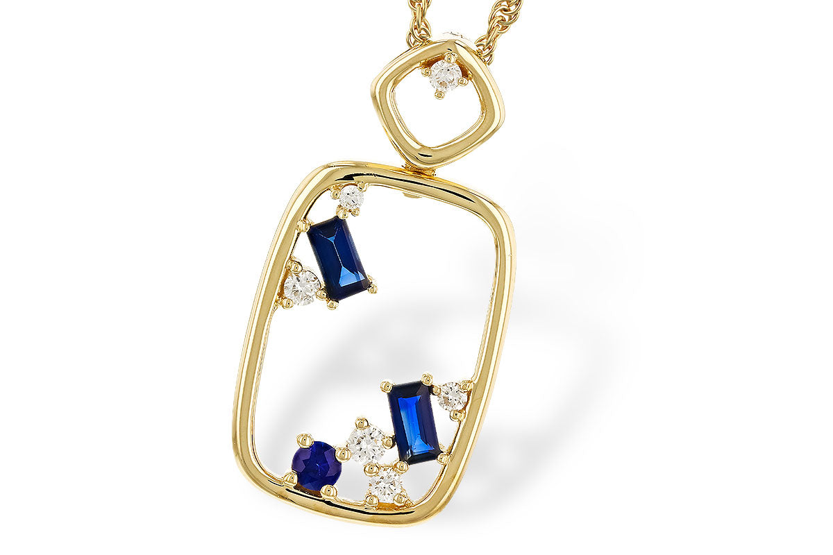 Allison Kaufman Sapphire & Diamond Necklace in 14K Yellow Gold, 0.46 ctw (N8694)
