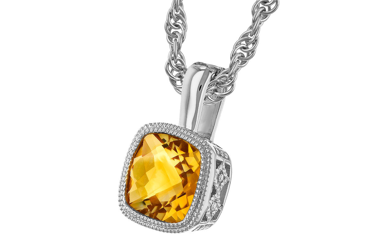 Allison Kaufman Citrine Necklace in 14K White Gold, 0.75 ctw, alternate view
