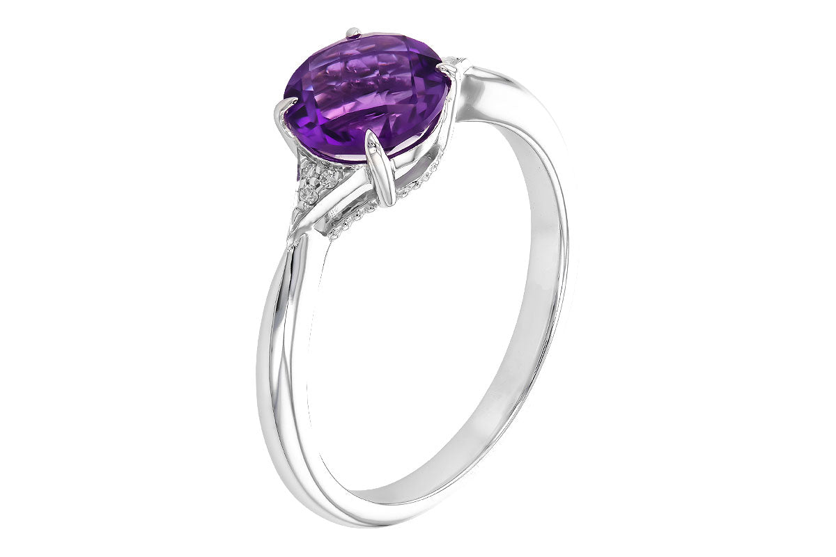 Allison Kaufman Amethyst & Diamond Ring in 14K White Gold, 1.30 ctw, alternate view
