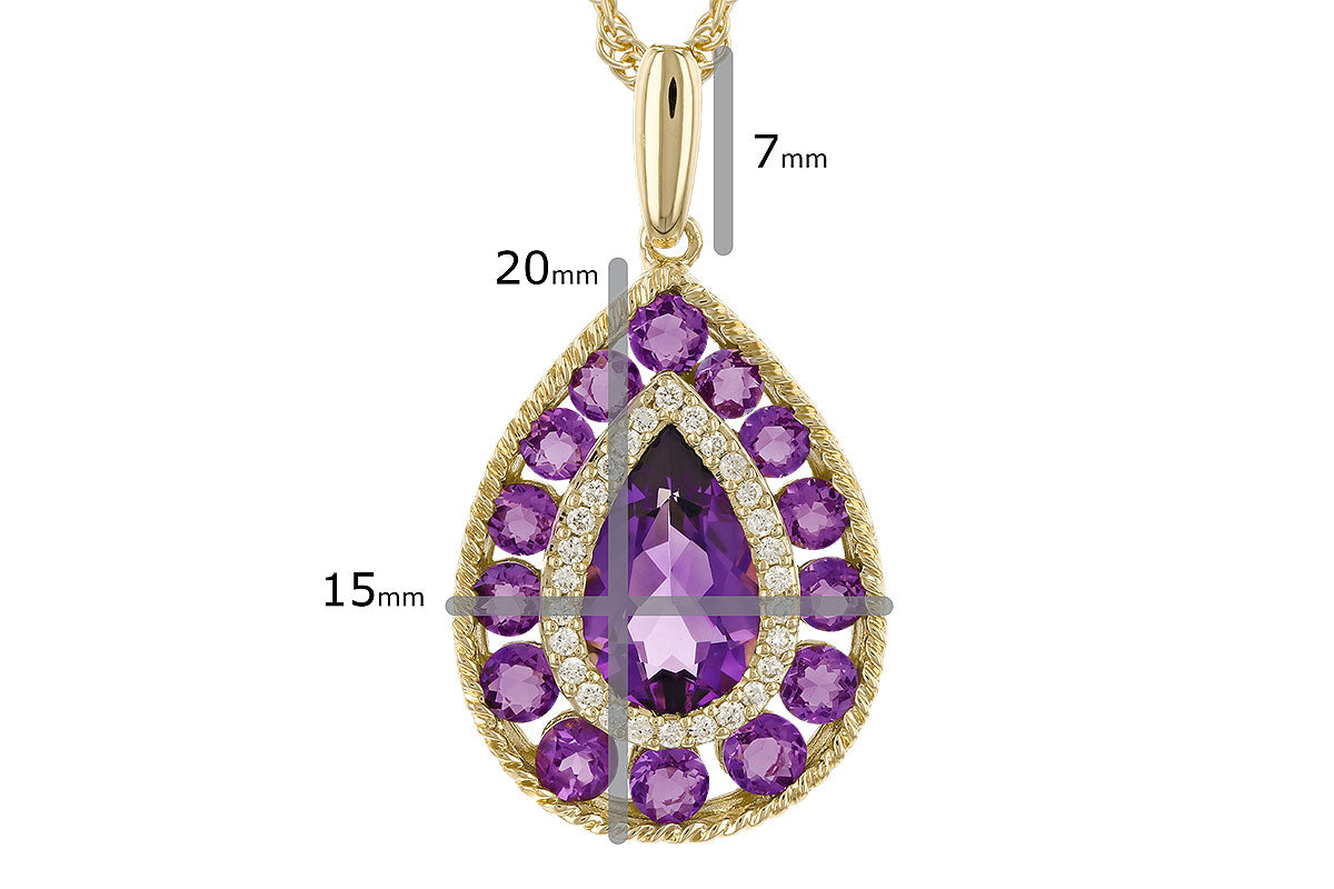 Allison Kaufman Amethyst & Diamond Necklace in 14K Yellow Gold, 2.05 ctw, alternate view