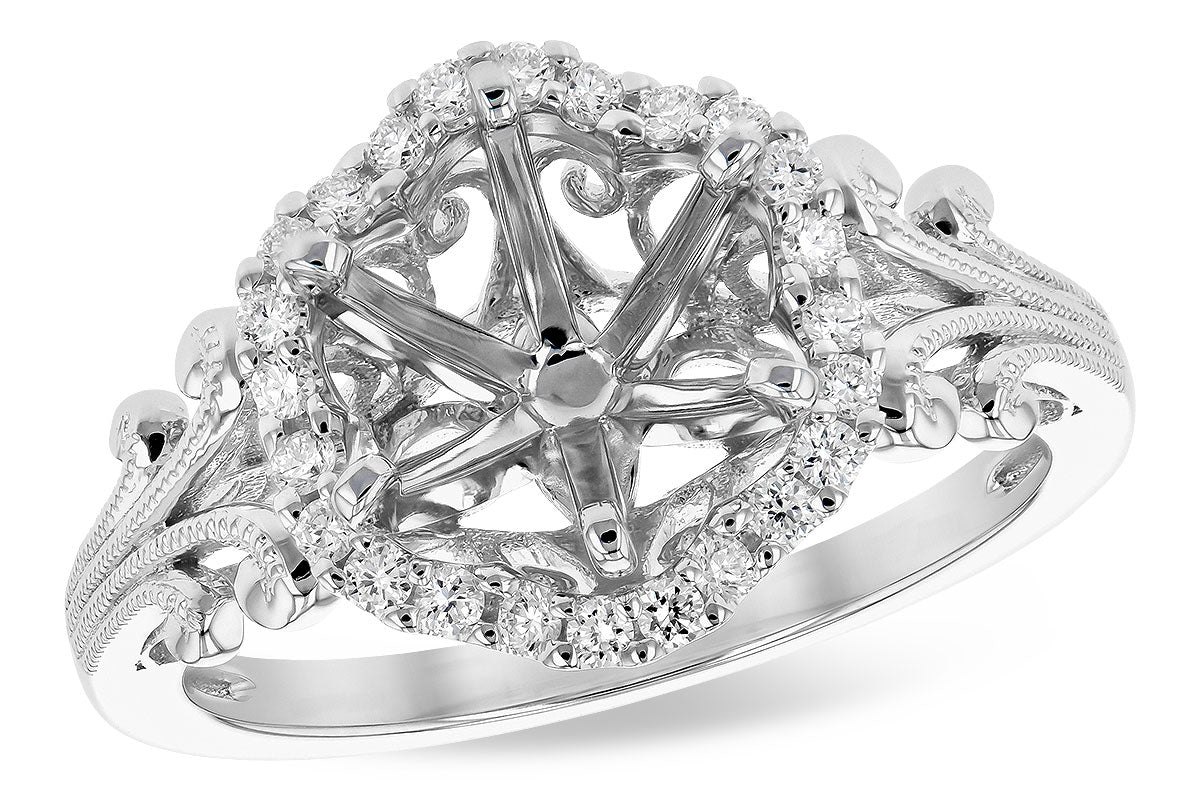 Allison Kaufman Diamond Engagement Ring Semi-Mount in 14K White Gold, 0.20 ctw (L7777)