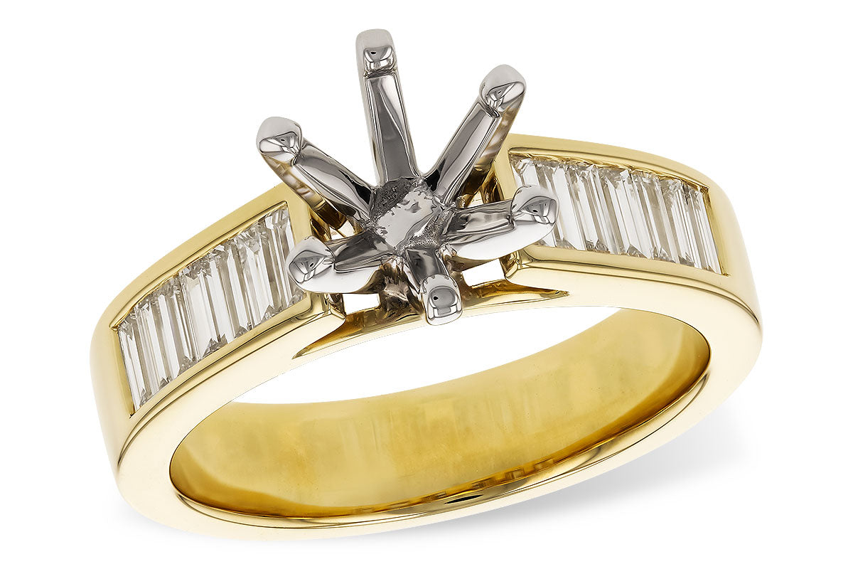 Allison Kaufman Baguette Diamond Engagement Ring Semi-Mount in 14K Yellow Gold, 0.50 ctw (L7870)