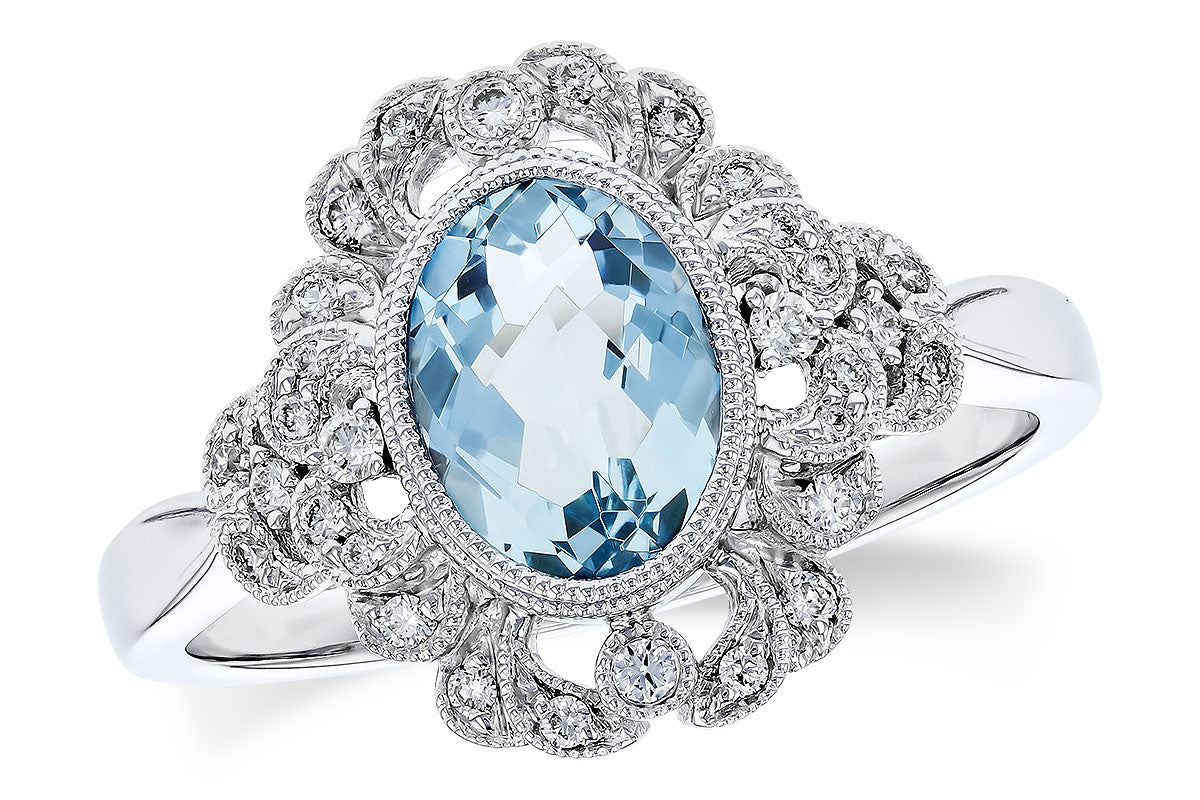 Allison Kaufman Aquamarine & Diamond Ring in 14K White Gold, 1.14 ctw