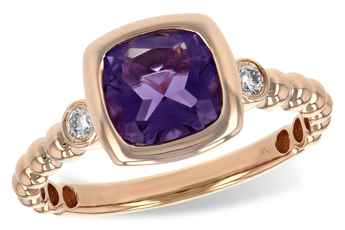 Allison Kaufman Amethyst & Diamond Ring in 14K Rose Gold, 1.18 ctw