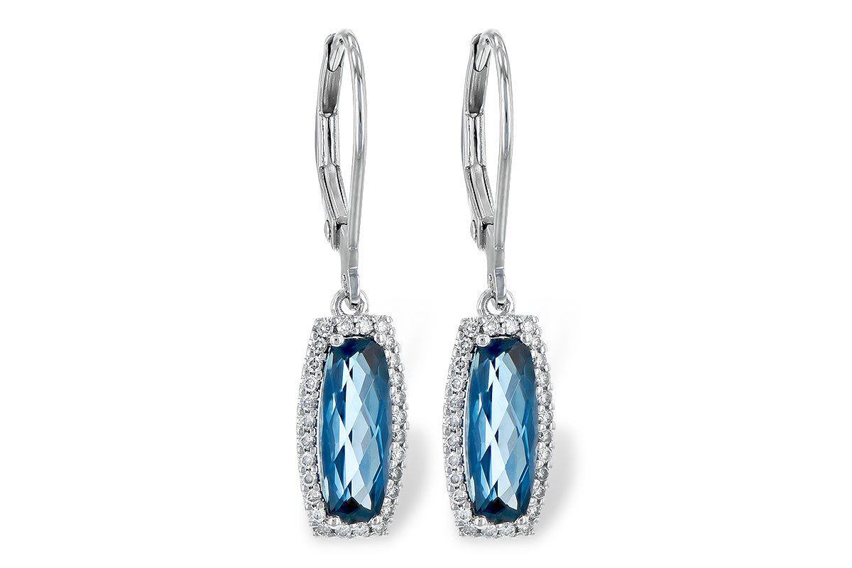 Allison Kaufman London Blue Topaz & Diamond Earrings in 14K White Gold, 2.28 ctw