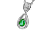 Allison Kaufman Emerald & Diamond Necklace in 14K White Gold, 0.16 ctw, alternate view