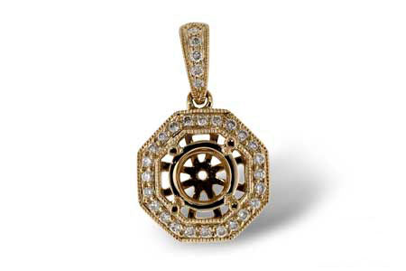 Allison Kaufman Diamond Pendant Semi-Mount in 14K Yellow Gold, 0.14 ctw