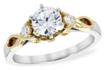 Allison Kaufman Diamond Engagement Ring Semi-Mount in 14K Two-Tone Gold, 0.12 ctw