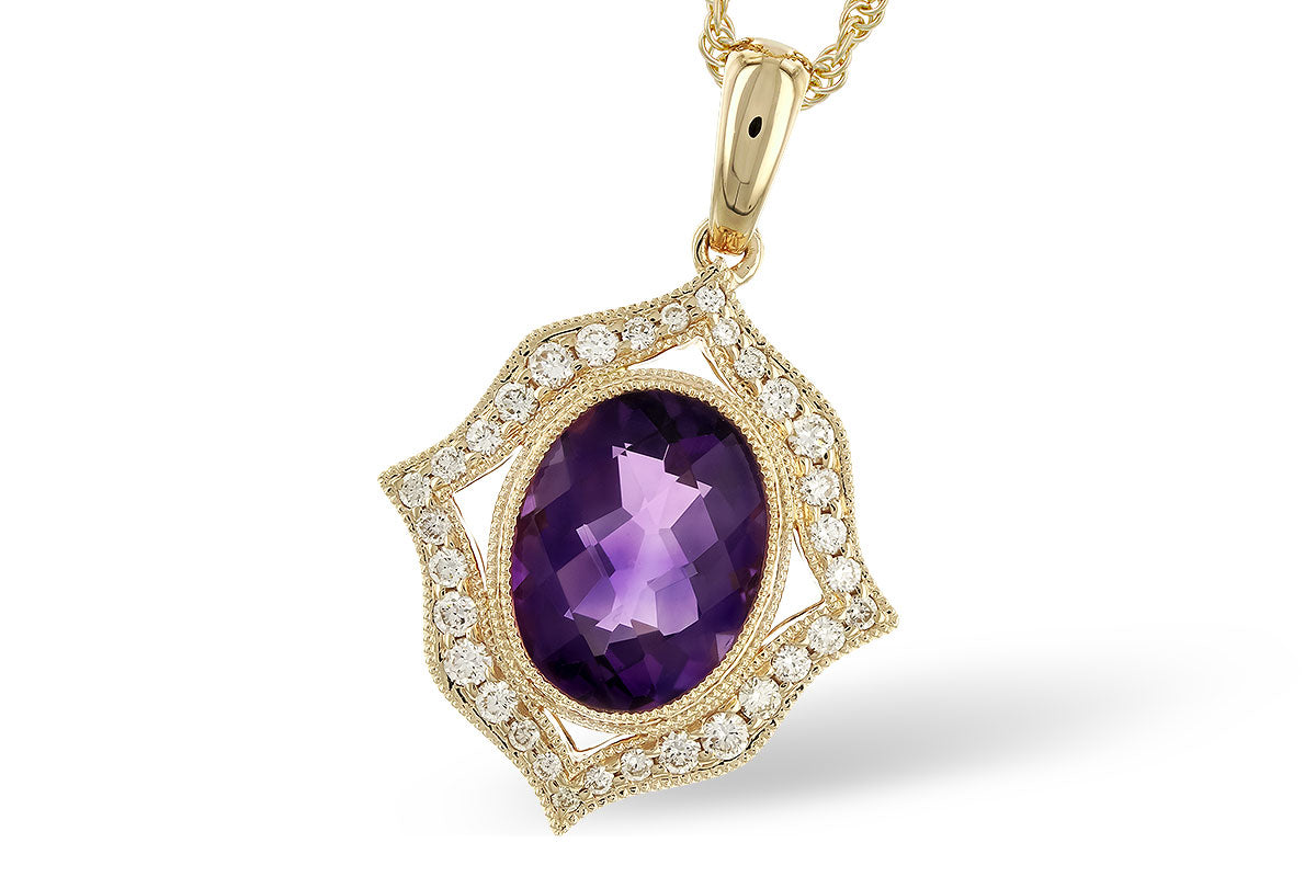 Allison Kaufman Amethyst & Diamond Necklace in 14K Yellow Gold, 1.70 ctw (N8483)