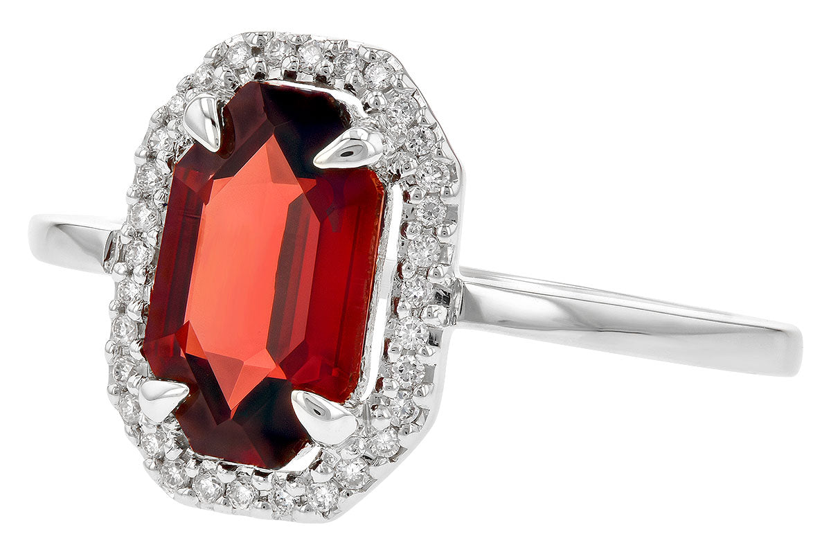 Allison Kaufman Garnet & Diamond Ring in 14K White Gold, 1.75 ctw (D5775), alternate view